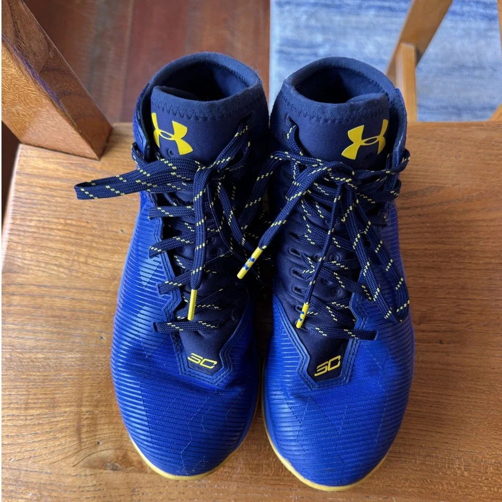 Under Armour Curry 2.5 Dub Nation Blue Yellow Basketball Shoes 6Y 1274062-400